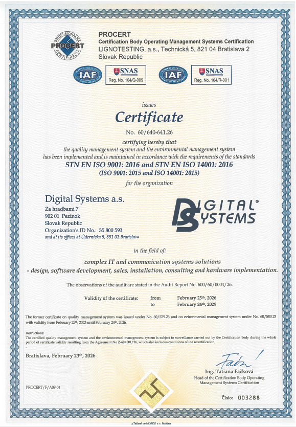 ISO 9001 / ISO 14001 Certificate